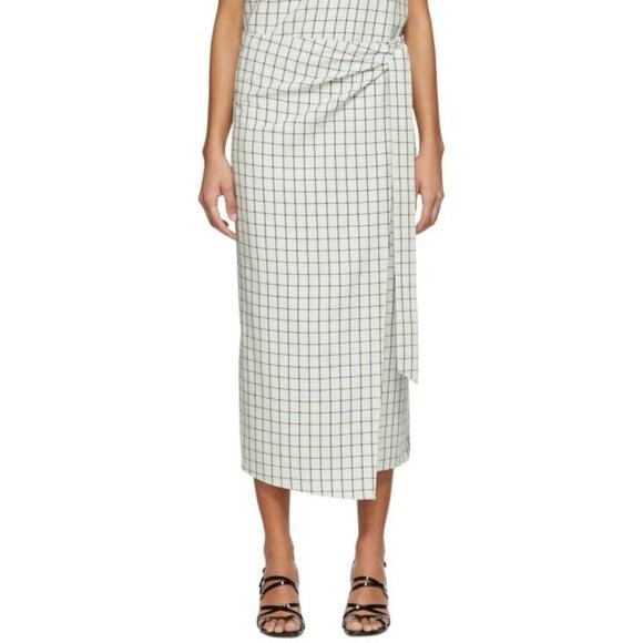 Tibi Dresses & Skirts - Tibi Elliot Checked Wrap Asymmetrical Viscose Blend Banded Waist Skirt Size 10